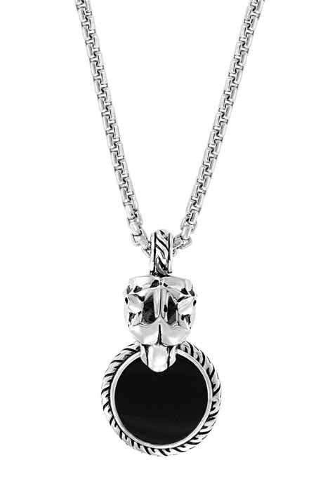 EFFY Men's Sterling Silver Onyx Pendant Necklace