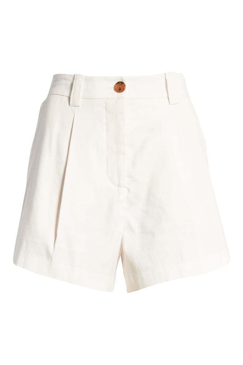 Ilena Linen Blend Shorts, Alternate, color, CREME