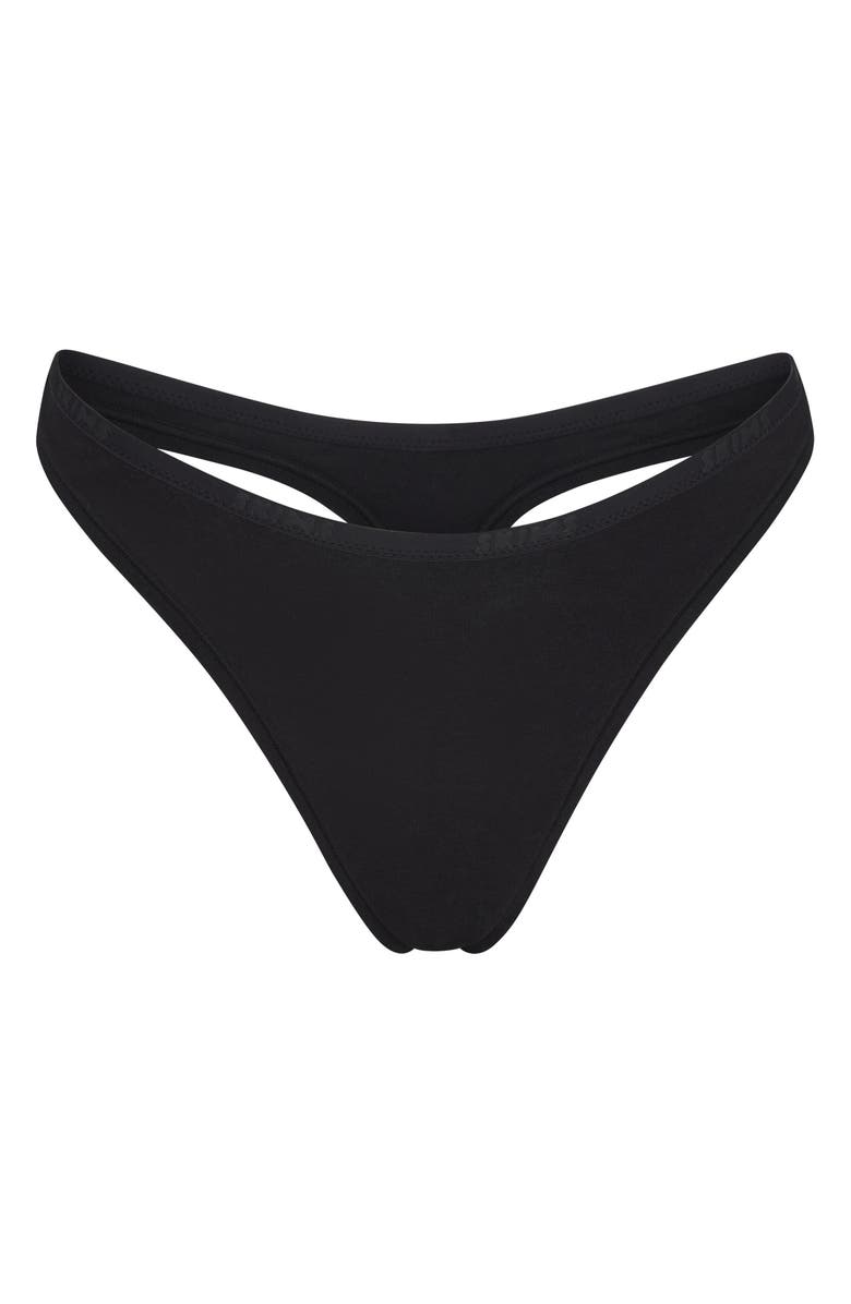SKIMS Stretch Cotton Logo Dipped Thong, Alternate, color, 