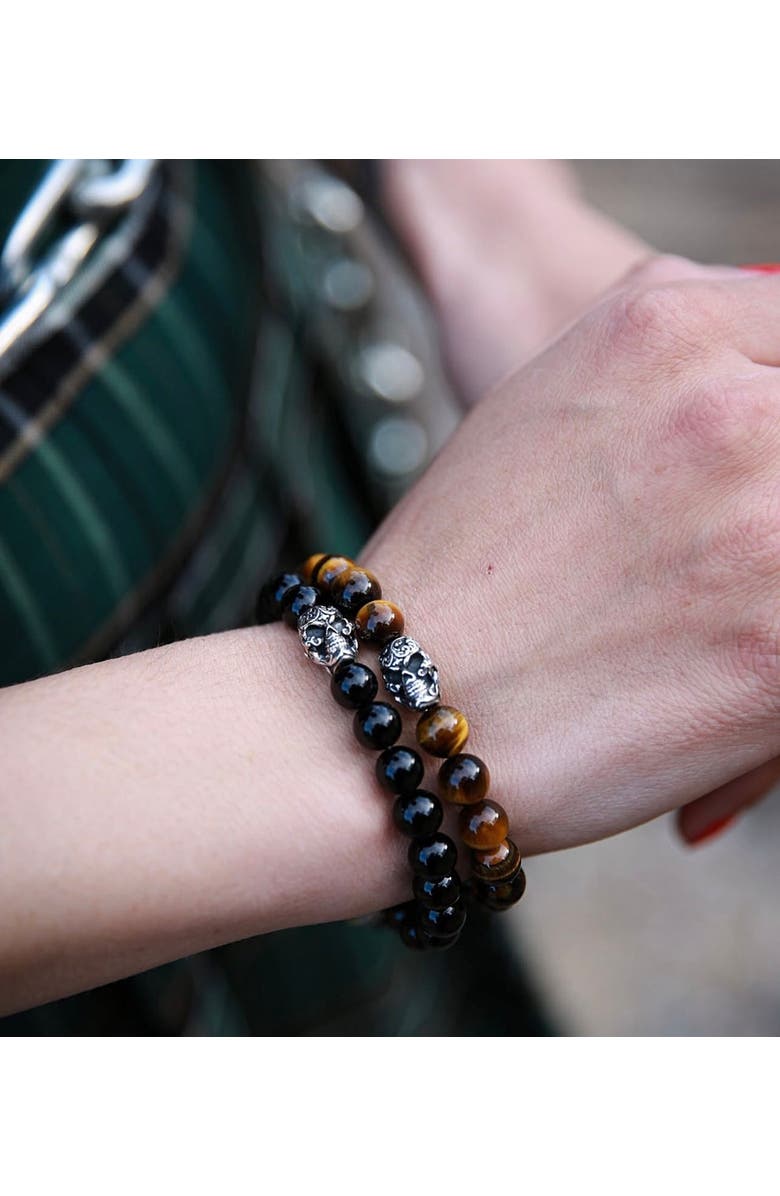 Room101 Filigree Skull Bead Bracelet, Alternate, color, Black