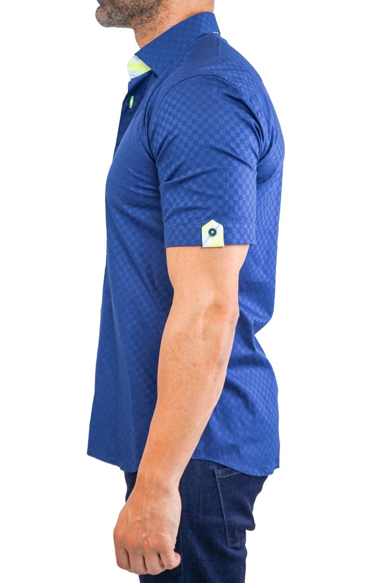 Galileo Panam 38 Navy Contemporary Fit Short Sleeve Button-Up Shirt, Alternate, color, BLUE