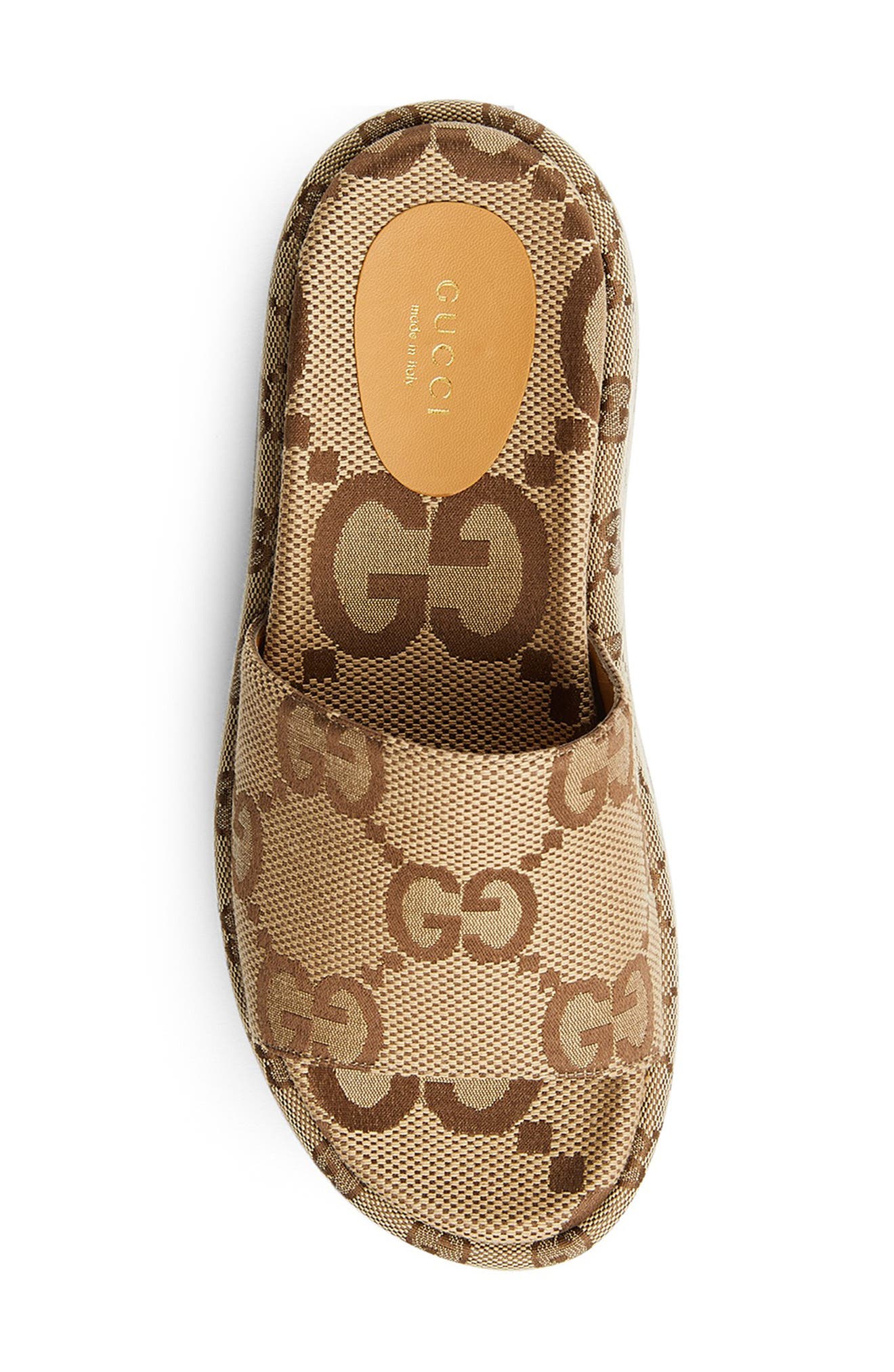 Gucci Angelina GG Logo Platform Slide Sandal, Alternate, color, Beige