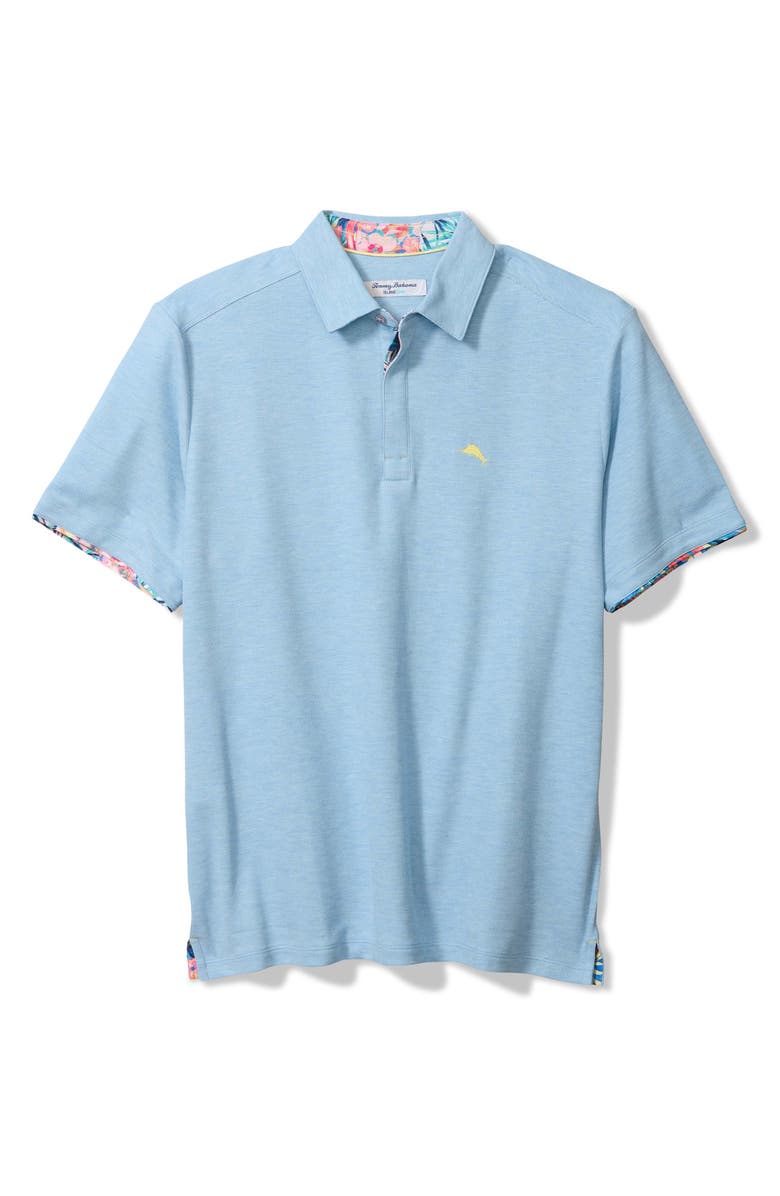 Tommy Bahama Positano Palms Five O'Clock IslandZone<sup>®</sup> Piqué Performance Polo, Main, color, Vacation Blue Heather