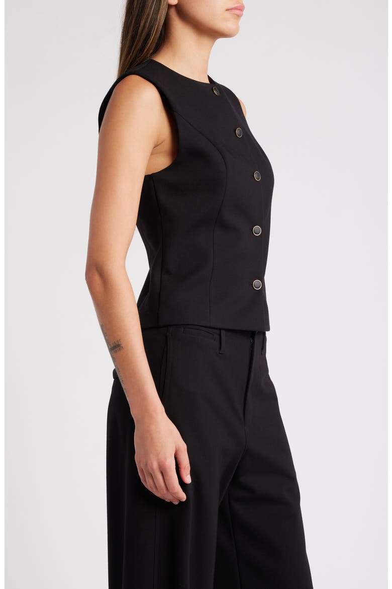 Irina Button-Up Vest, Alternate, color, BLACK