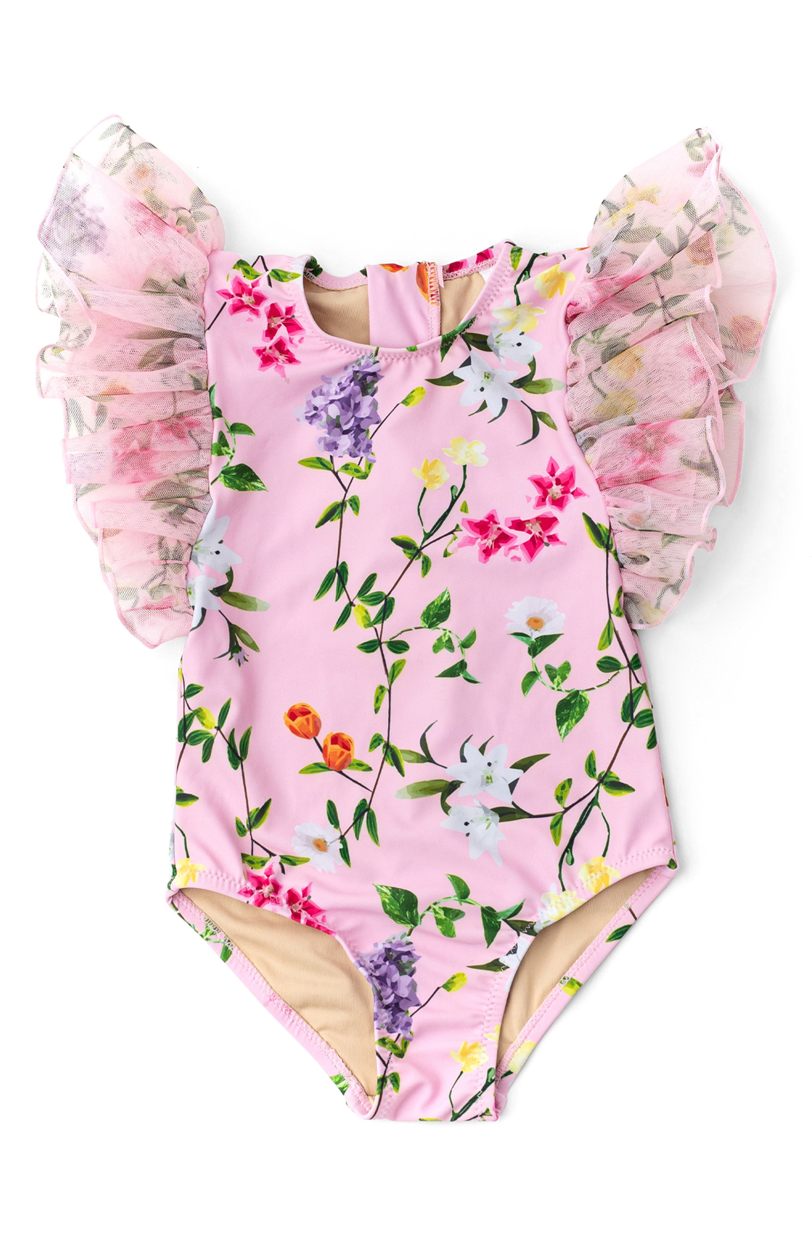 Shade Critters Kids' Wildflowers Tulle One-Piece Swimsuit | Nordstromrack
