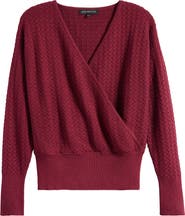 GIBSONLOOK Surplice V-Neck Cotton Blend Pointelle Sweater