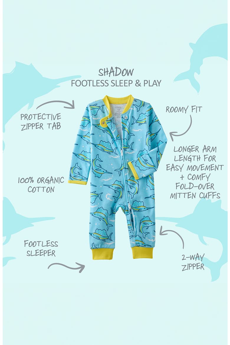 Shadow Footless Sleep & Play Organic Cotton Romper, Alternate, color, BIG CATCH