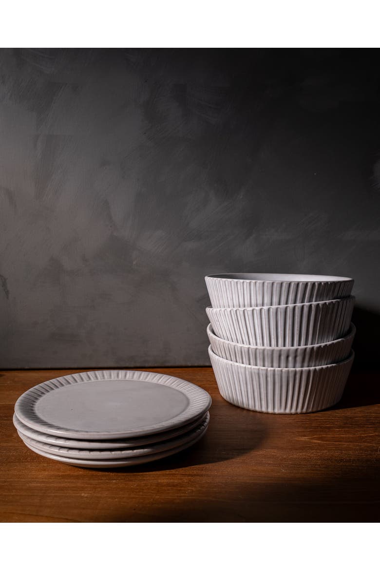 Cloud Lines Pasta Bowl - Set of 4, Alternate, color, White