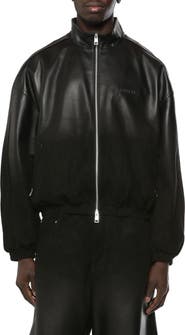 PURPLE BRAND Leather Track Jacket