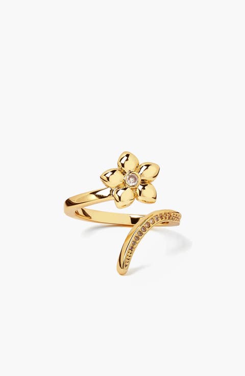 Meigu Crystal Open Ring In Gold & Crystals