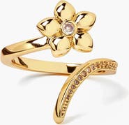 YOJ Meigu Crystal Open Ring In Gold & Crystals