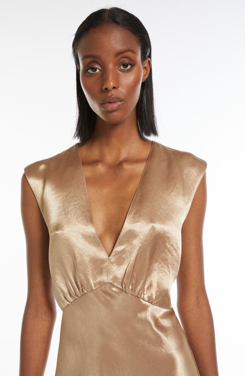 Mm Glizia Crinkled Satin Slipdress In Camel