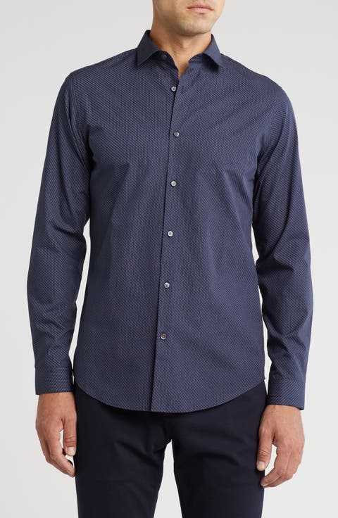 Cedrick Diagonal Dash Cotton Button-Up Shirt