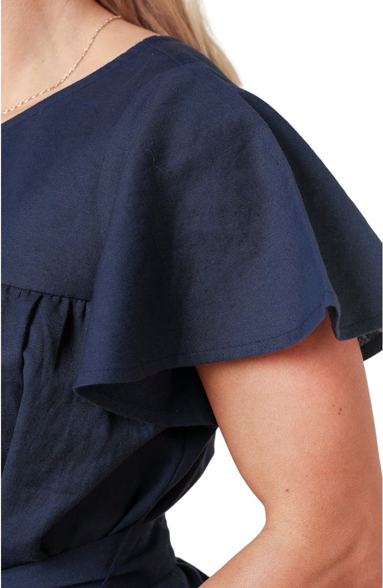 Hope & Henry Women's Bell Sleeve Linen Keyhole Dress, Alternate, color, 