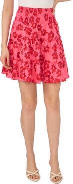 CeCe Print Smocked Tiered Skirt