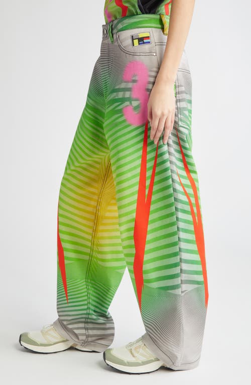 Paolina Russo Baggy Wide Leg Jeans In Green