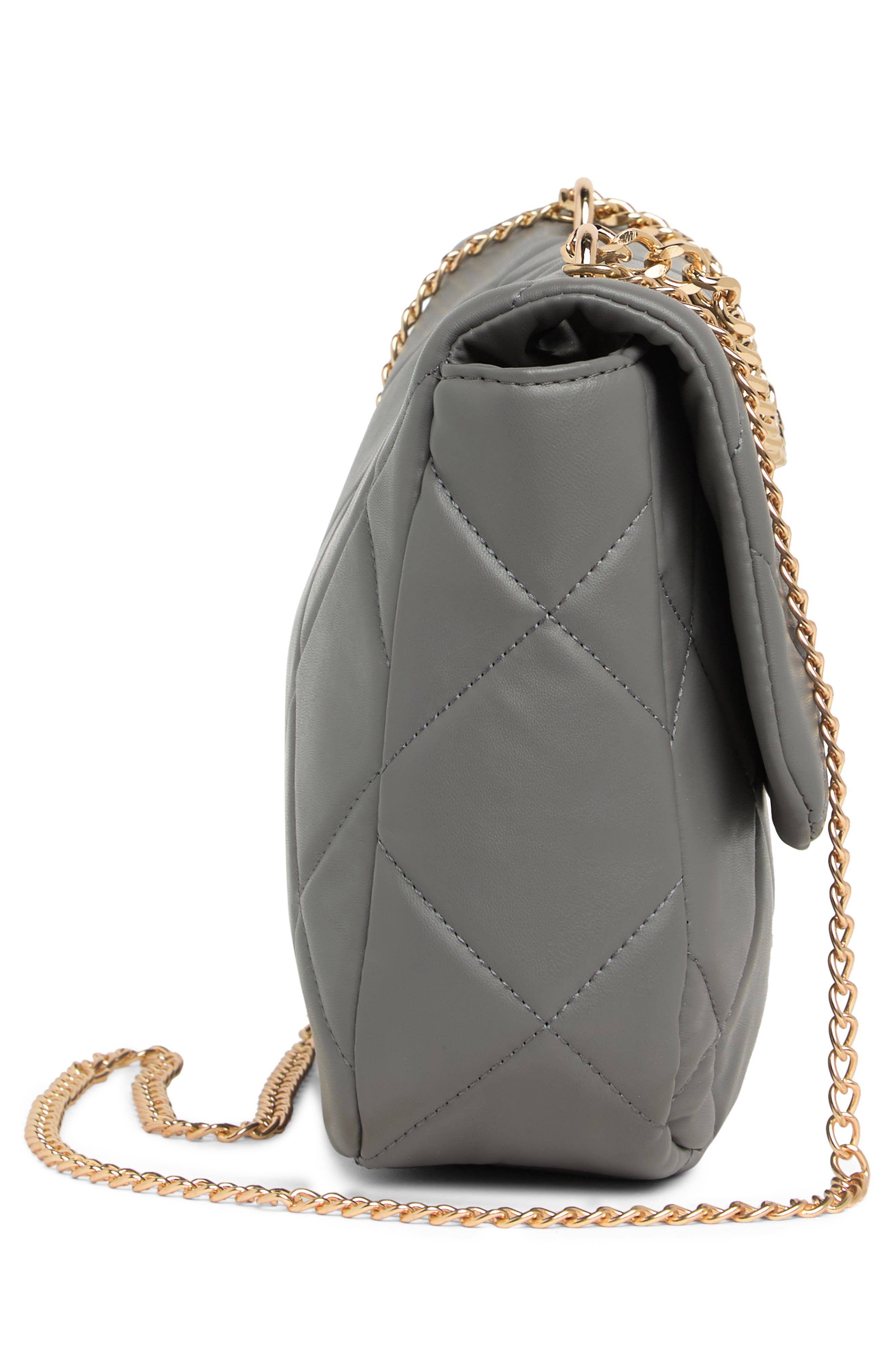 Badgley Mischka Collection Large Quilted Crossbody Bag, Alternate, color, Grey