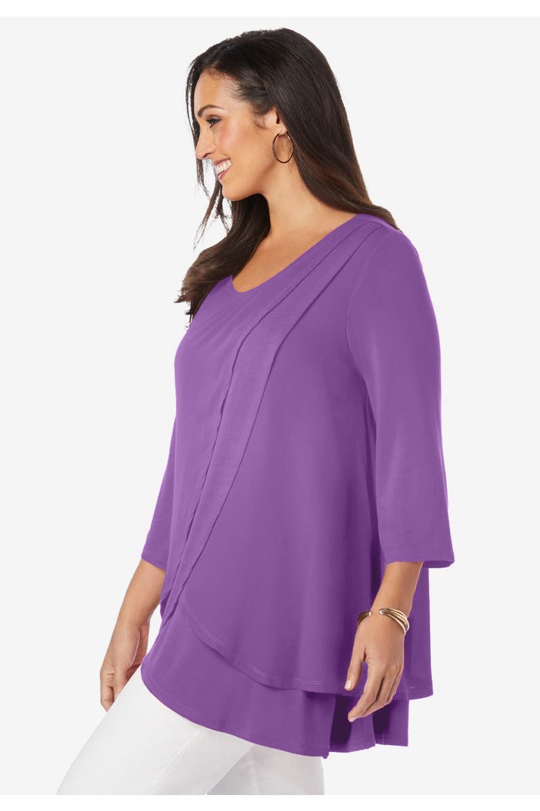 Double Layer High Low Tunic, Alternate, color, BRIGHT VIOLET