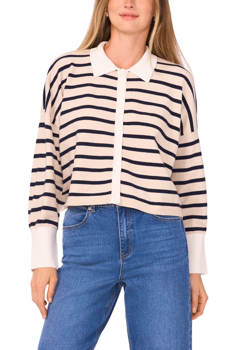 Stripe Button-Up Sweater, Main, color, MALTED