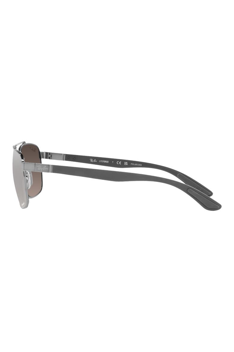 59mm Polarized Mirrored Rectangular Sunglasses, Alternate, color, GUNMETAL
