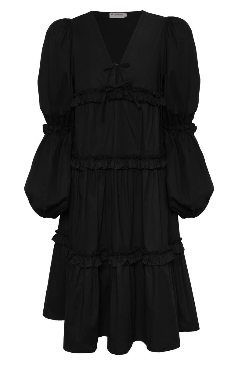 The Lulo Project New Lilies Long Sleeve Stretch Cotton Midi Dress, Alternate, color, Black