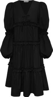 The Lulo Project New Lilies Long Sleeve Stretch Cotton Midi Dress