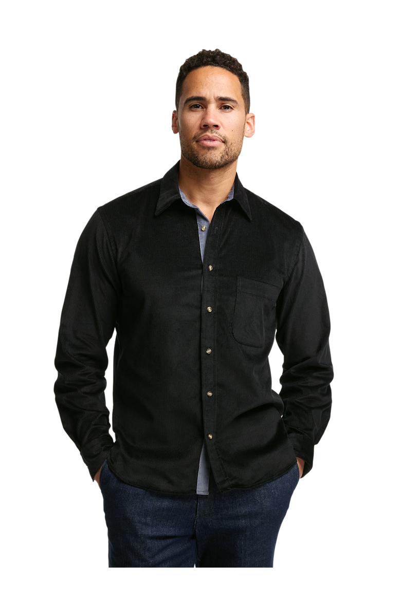 Slim Fit Cotton Corduroy Casual Shirt, Alternate, color, Black