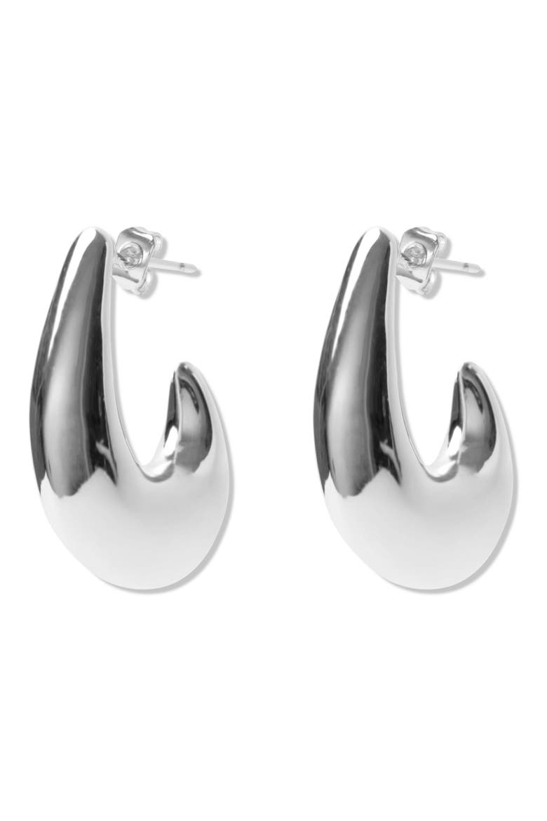 J-Hoop Earrings, Main, color, SILVER