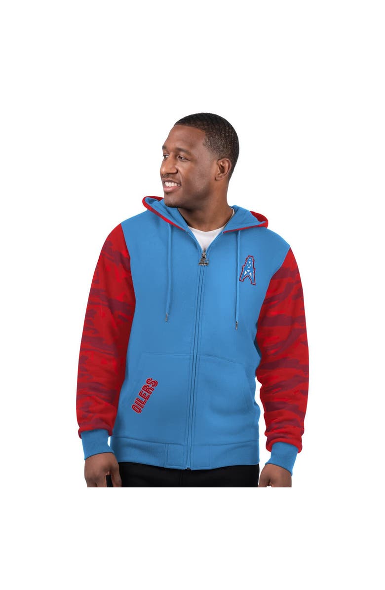 STARTER Men's Starter Light Blue Houston Oilers Thursday Night Gridiron Vintage Logo Full-Zip Hoodie, Main, color, Light Blue