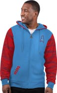 STARTER Men's Starter Light Blue Houston Oilers Thursday Night Gridiron Vintage Logo Full-Zip Hoodie