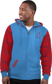 STARTER Men's Starter Light Blue Houston Oilers Thursday Night Gridiron Vintage Logo Full-Zip Hoodie