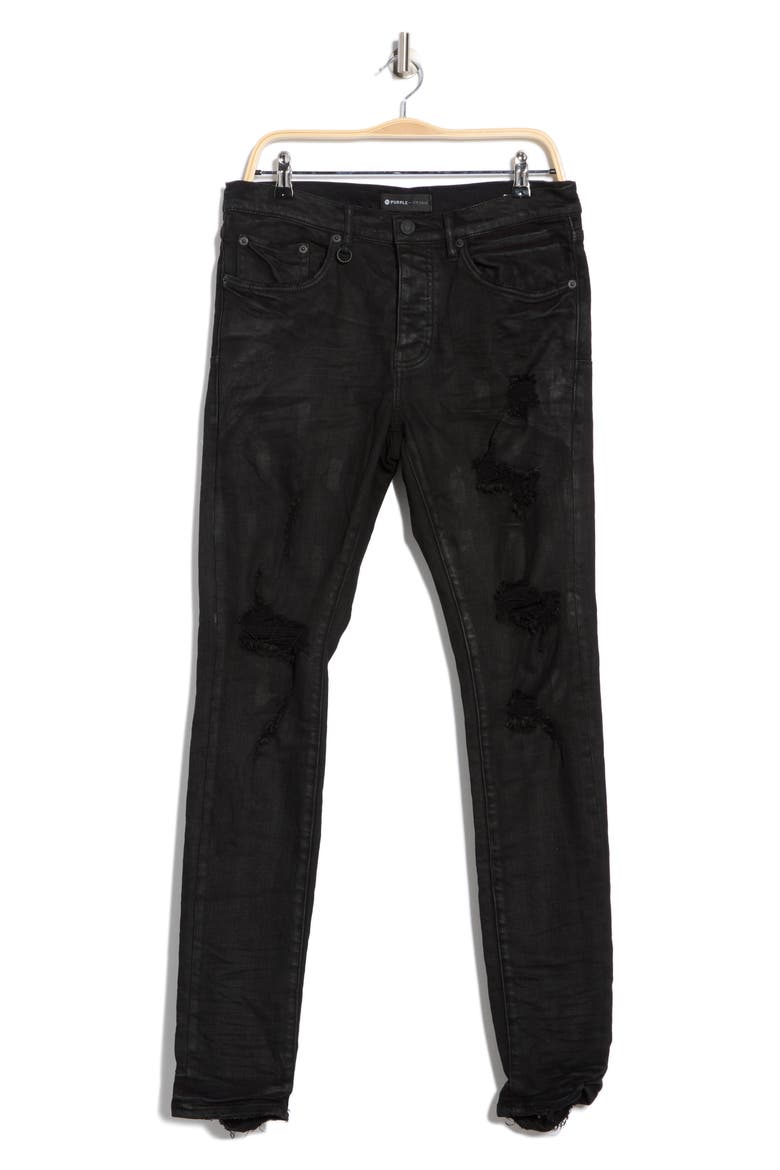 Low Rise Coated Skinny Jeans, Alternate, color, BLACK OIL SPILL