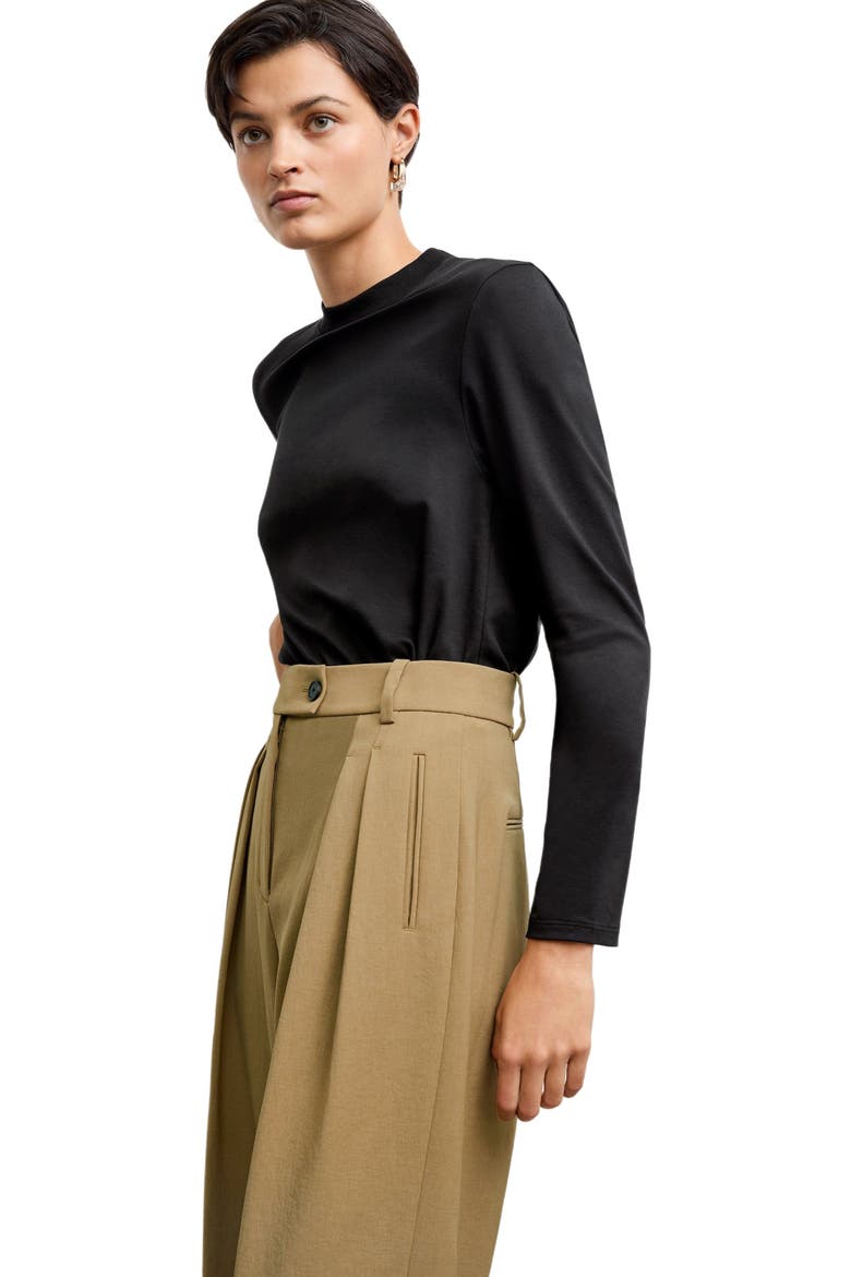 Raquel Organic Pima Cotton Long-Sleeve Tee, Alternate, color, Black