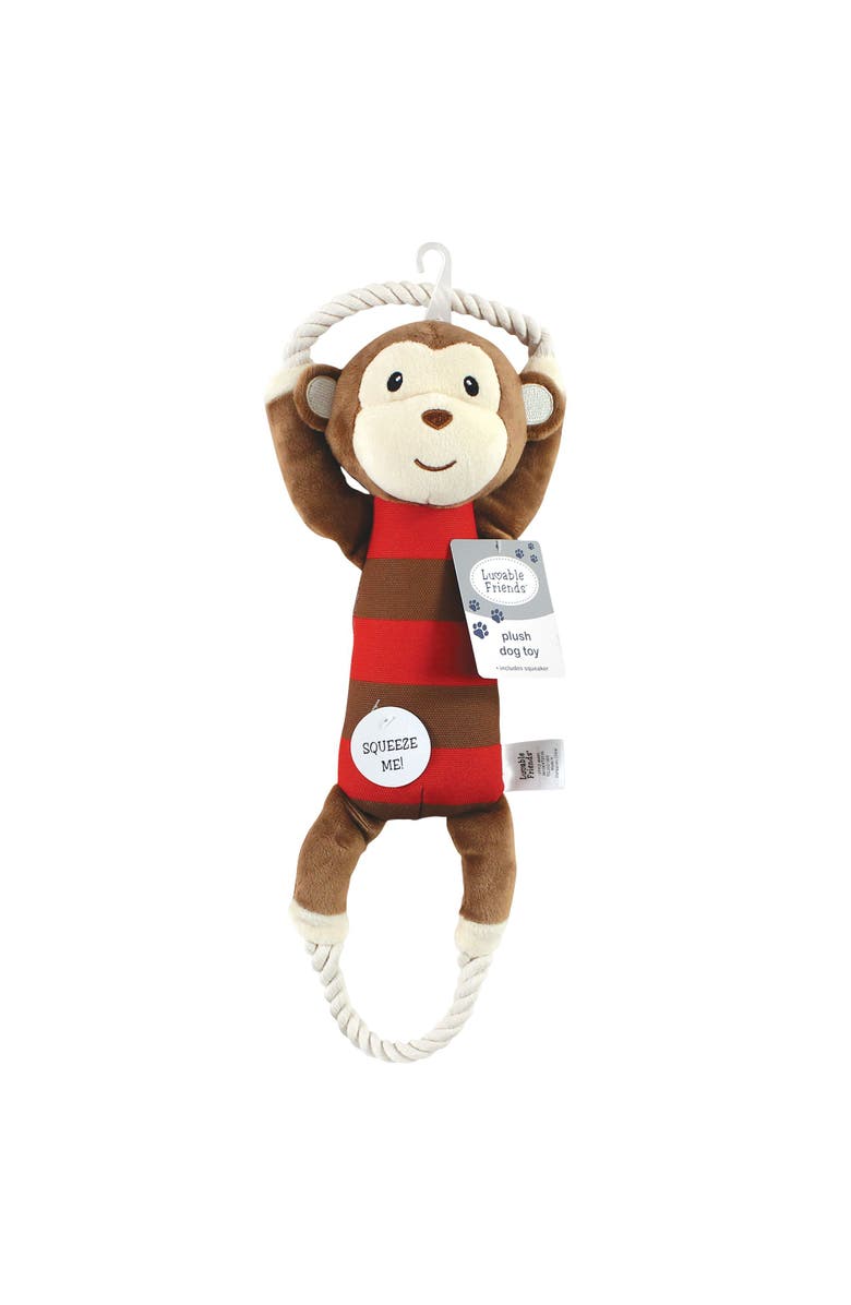 Luvable Friends Squeaky Plush Dog Toy, Alternate, color, Monkey