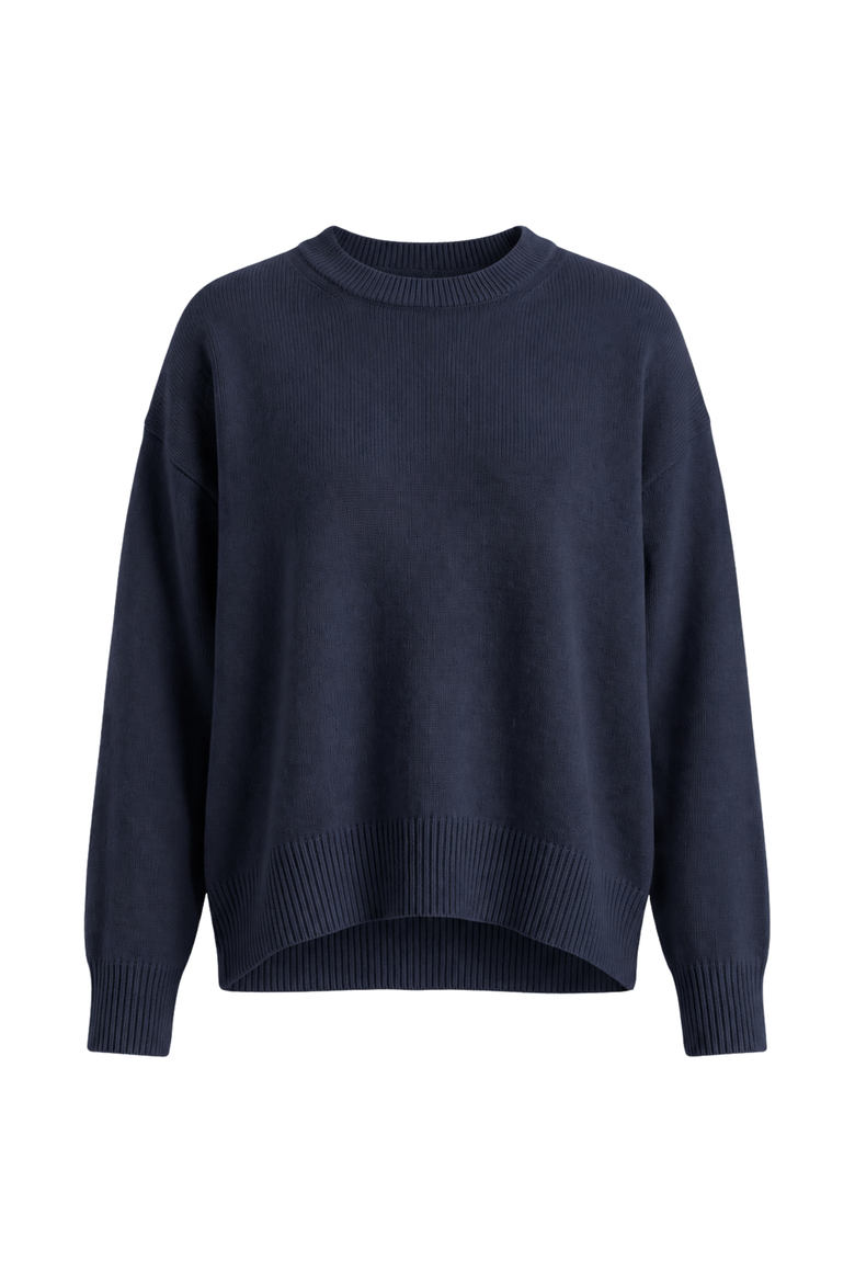 Caden Cotton Crewneck Sweater, Main, color, Navy