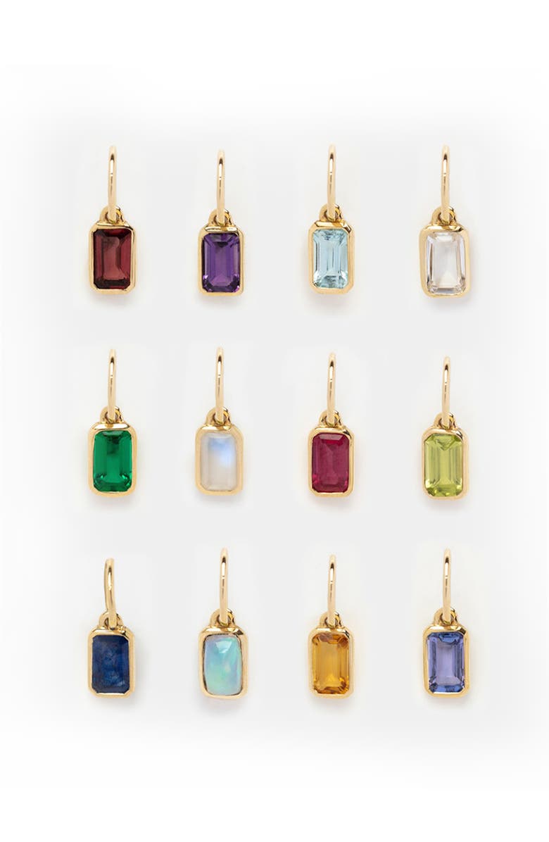 Local Eclectic Solid 9K Gold & Baguette Cut Birthstone Charm, Alternate, color, June Natural Moonstone