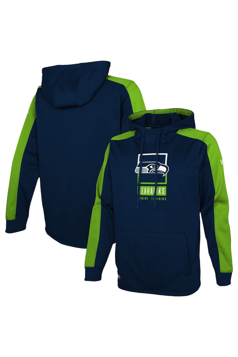 Men's New Era College Navy Seattle Seahawks Combine Authentic Rise Pullover Hoodie, Alternate, color, Navy