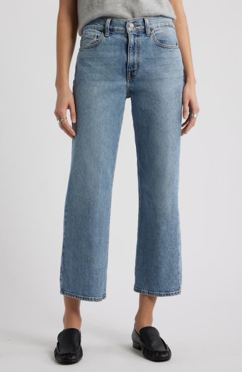 High Waist Crop Straight Leg Jeans (Aurora)