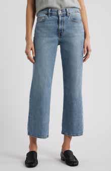 High Waist Crop Straight Leg Jeans