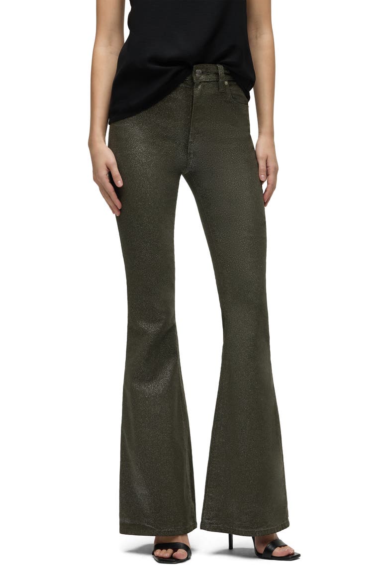 Holly Glitter High Waist Flare Jeans, Main, color, CYPRESS GLITTER