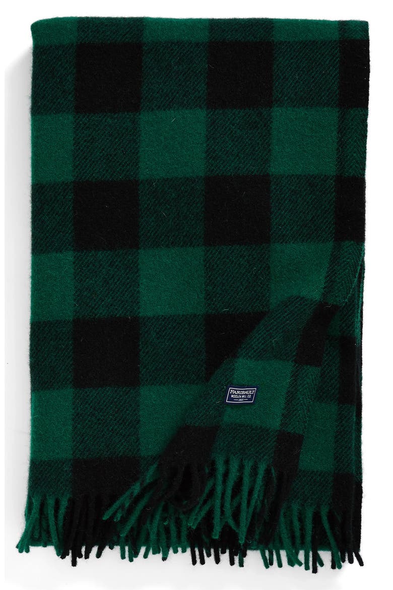 'Buffalo Plaid' Wool Throw Blanket, Main, color, GREEN/ BLACK