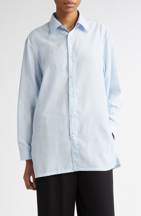 Origami Side Slit Button-Up Shirt