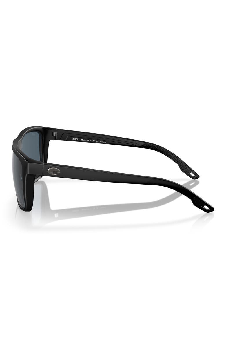 55mm Polarized Rectangular Sunglasses, Alternate, color, MATTE BLACK/ GRAY