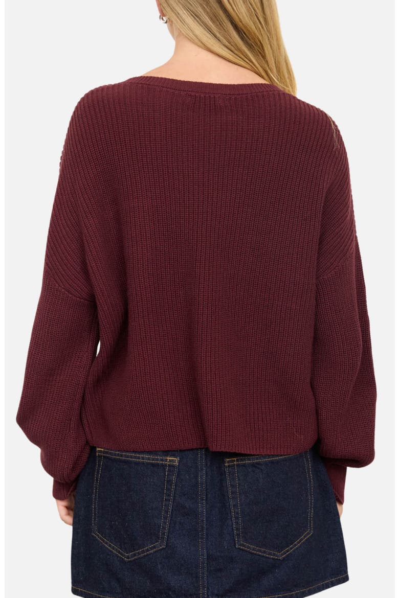 Chunky Relaxed Fit Cotton Sweater, Alternate, color, BURGUNDY
