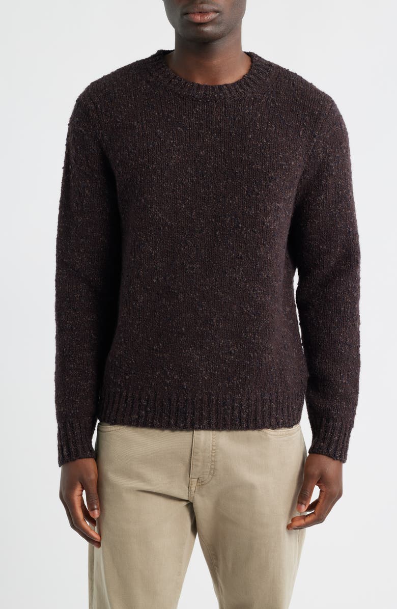 Nordstrom Italian Merino Wool Blend Crewneck Sweater, Main, color, Brown Marl