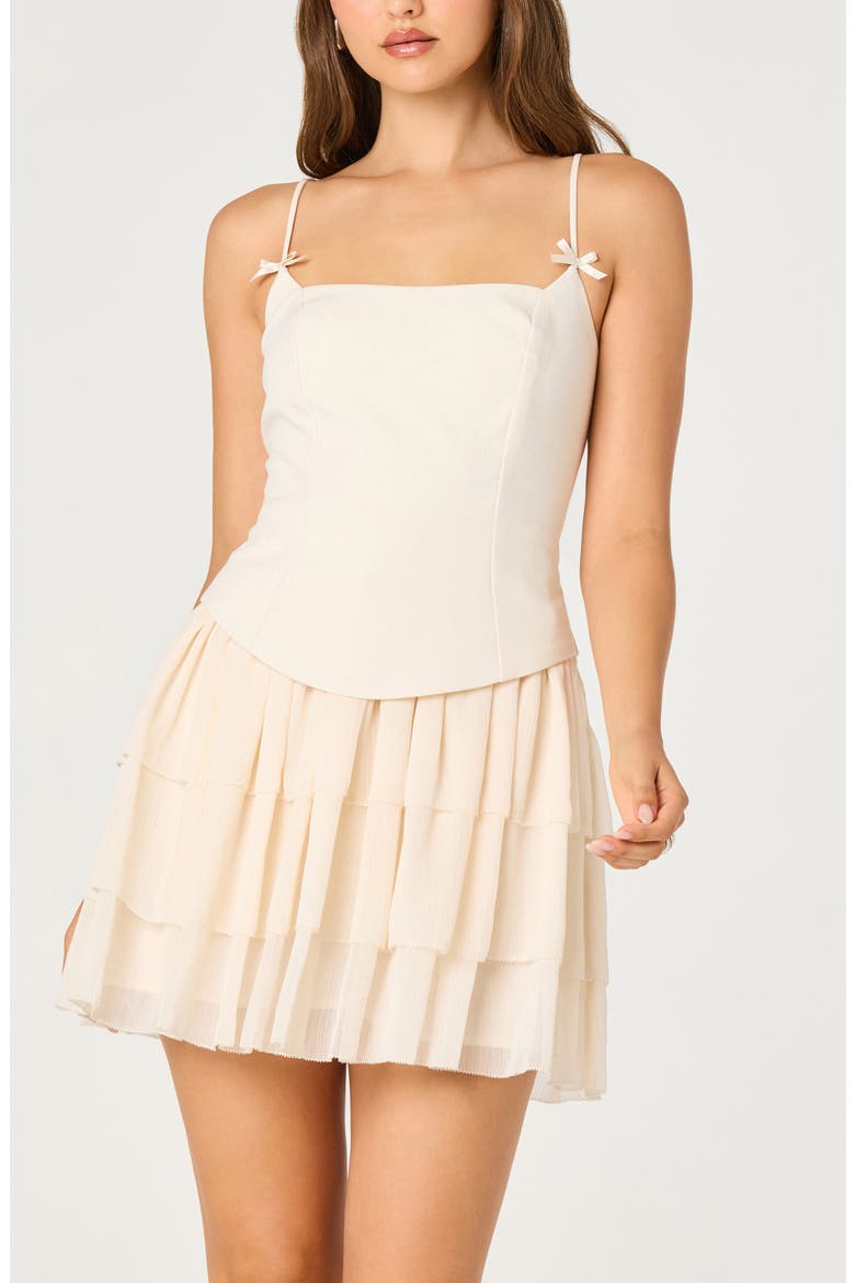 Kiarra Mixed Media Corset Minidress, Alternate, color, CREAM