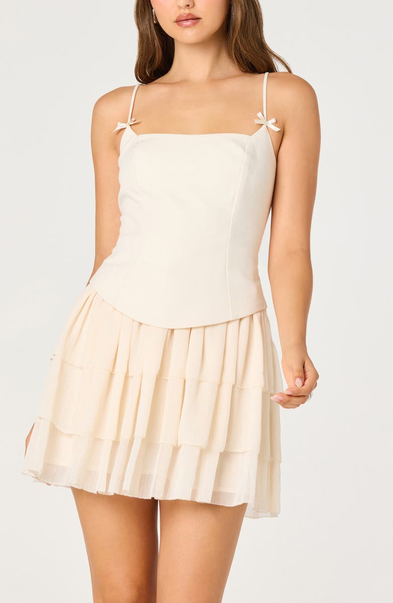 ASTR the Label Kiarra Mixed Media Corset Minidress, Alternate, color, Cream