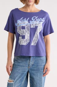 Vinyl Icons Off the Shoulder Graphic T-Shirt