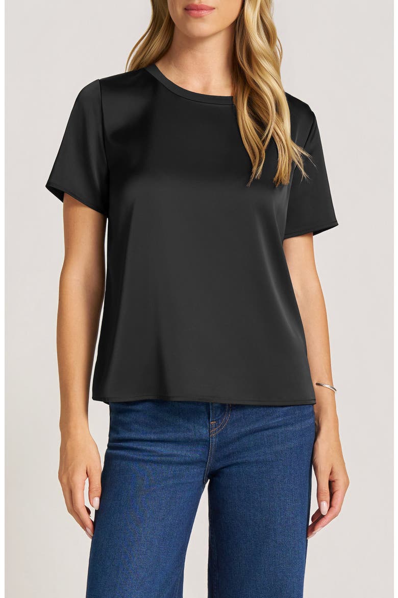 Clove Satin T-Shirt, Main, color, BLACK