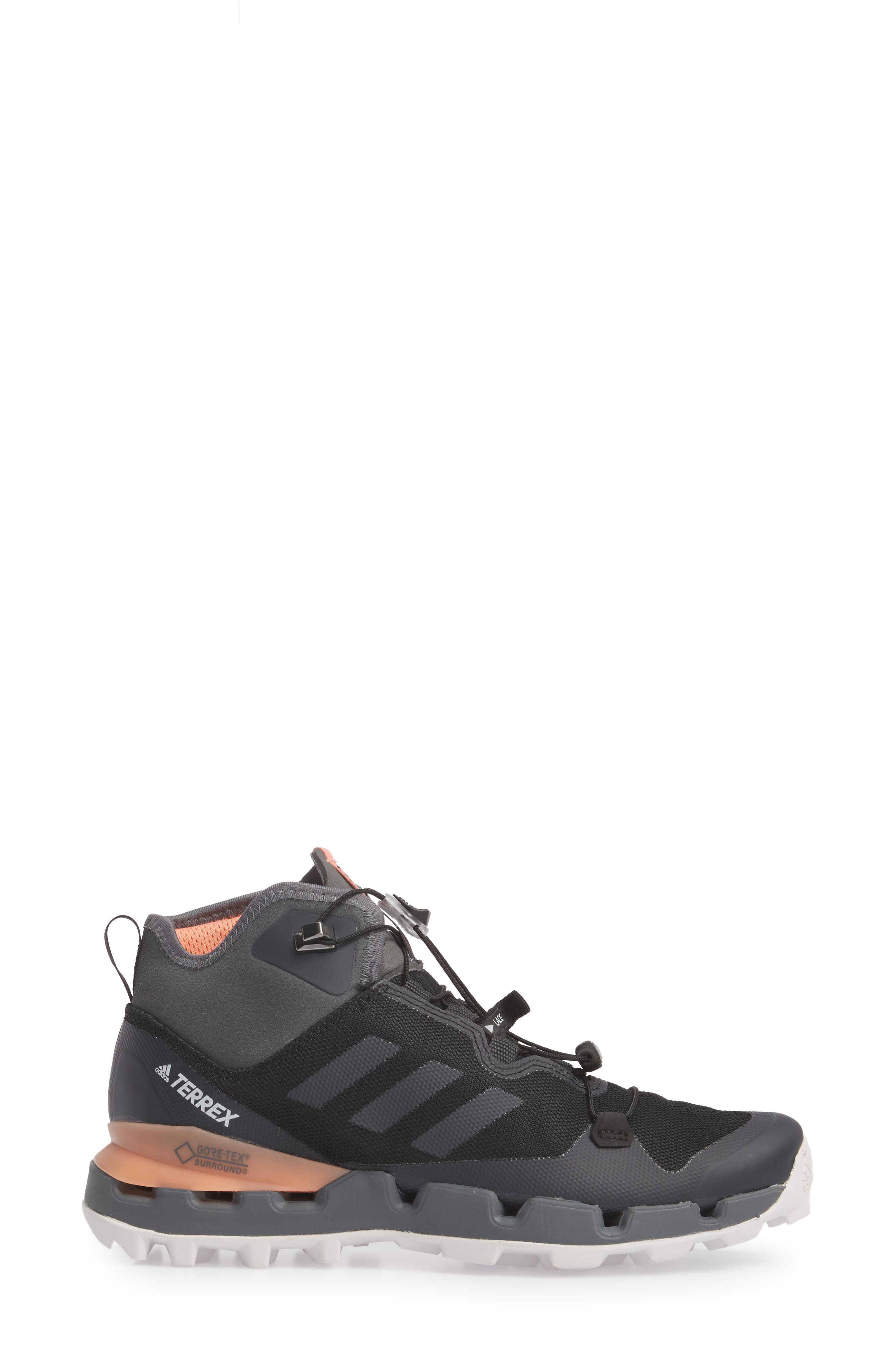 Terrex Fast Mid Gore-Tex® Hiking Boot, Alternate, color, BLACK/ GREY FIVE/ CHALK CORAL
